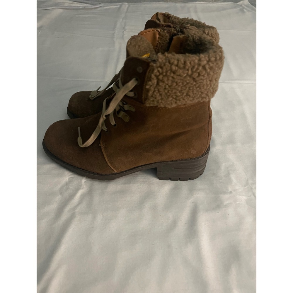 CAT Caterpillar Brown Suede Sherpa Trim Lace Up Ankle Boots P310610 Womens 7 - Picture 4 of 8